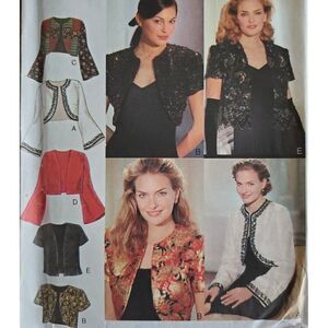 Vintage 90s Style Pattern 2529 Uncut Cropped Jacket Short Long Sleeve A 8-18